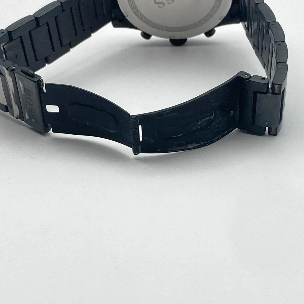 Boss Hugo Boss Men's Chronograph Watch 44mm Blackout Date 50M New Battery 7.75